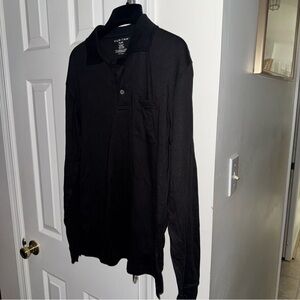 NWT Puritan Long Sleeve Polo Shirt Mens Small 34-36 Black Cotton Blend Basic Top